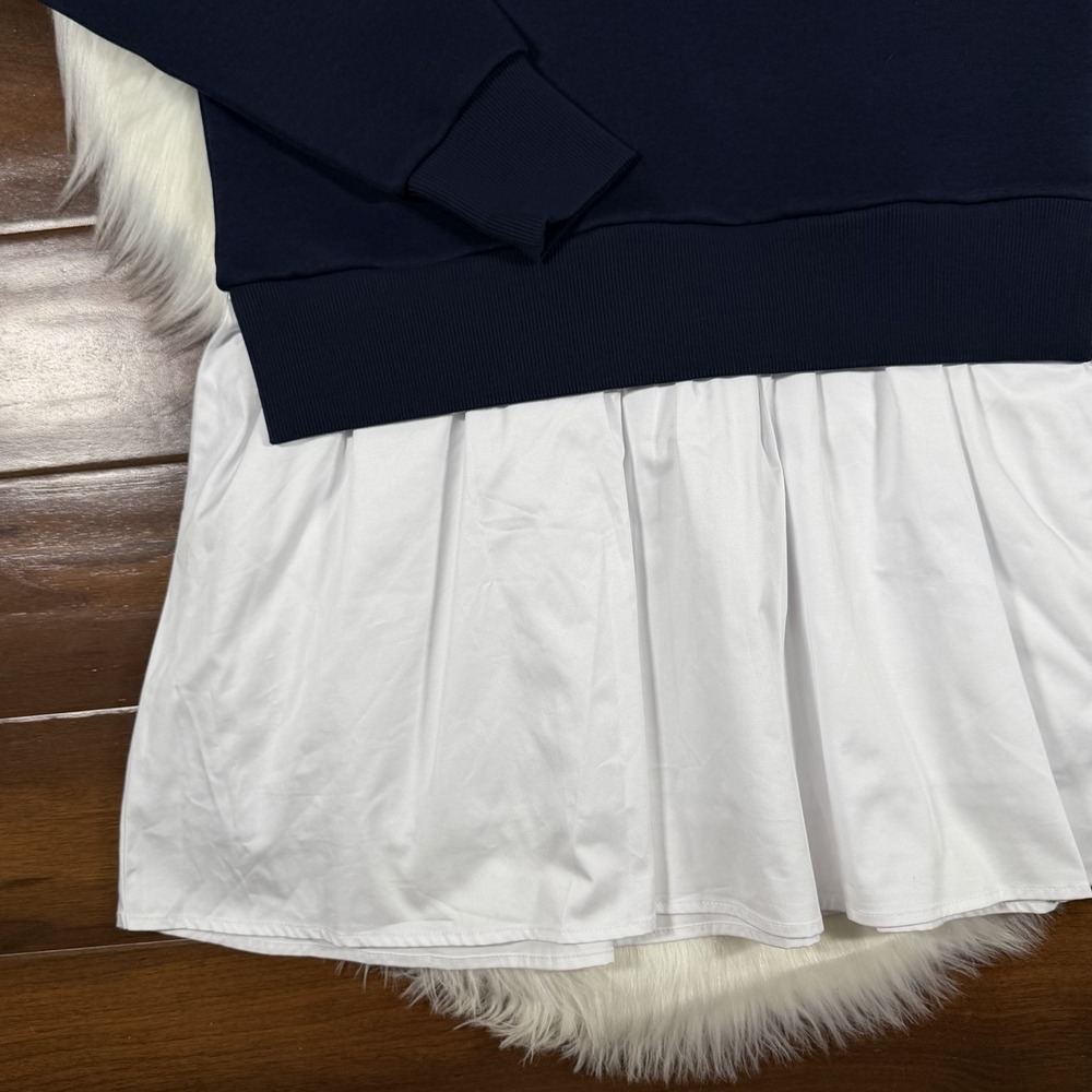 Addison Bay Size XS Navy Blue White Mixed Soft Luxe Harper Sweatshirt Dress - Picture 3 of 10